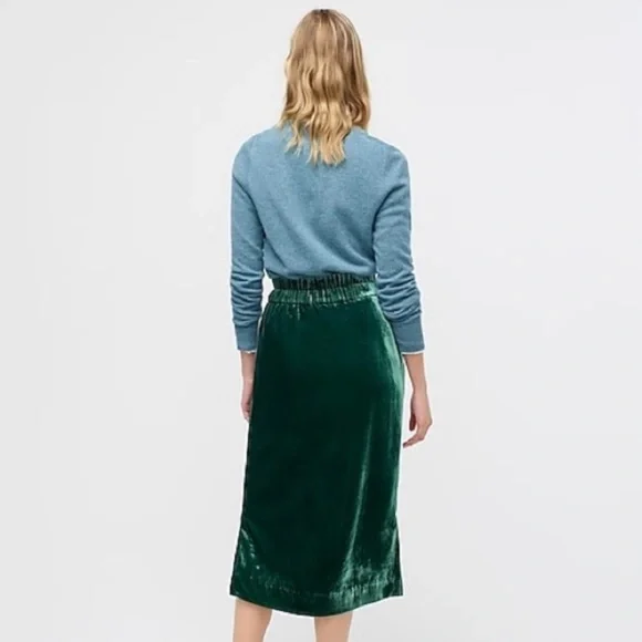 J.Crew Velvet Pull-On Skirt Green Size Medium NWT New - Picture 3 of 15